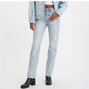Levi’s 501 straight  leg with adorables stones